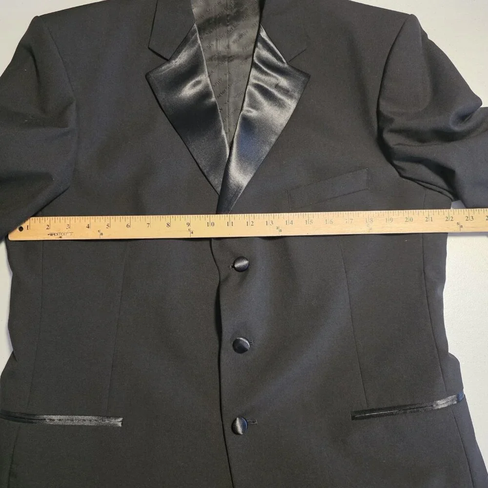 After Six Tuxedo Jacket Satin Lapel Black Three Button Prom Wedding Formal‎ 44L